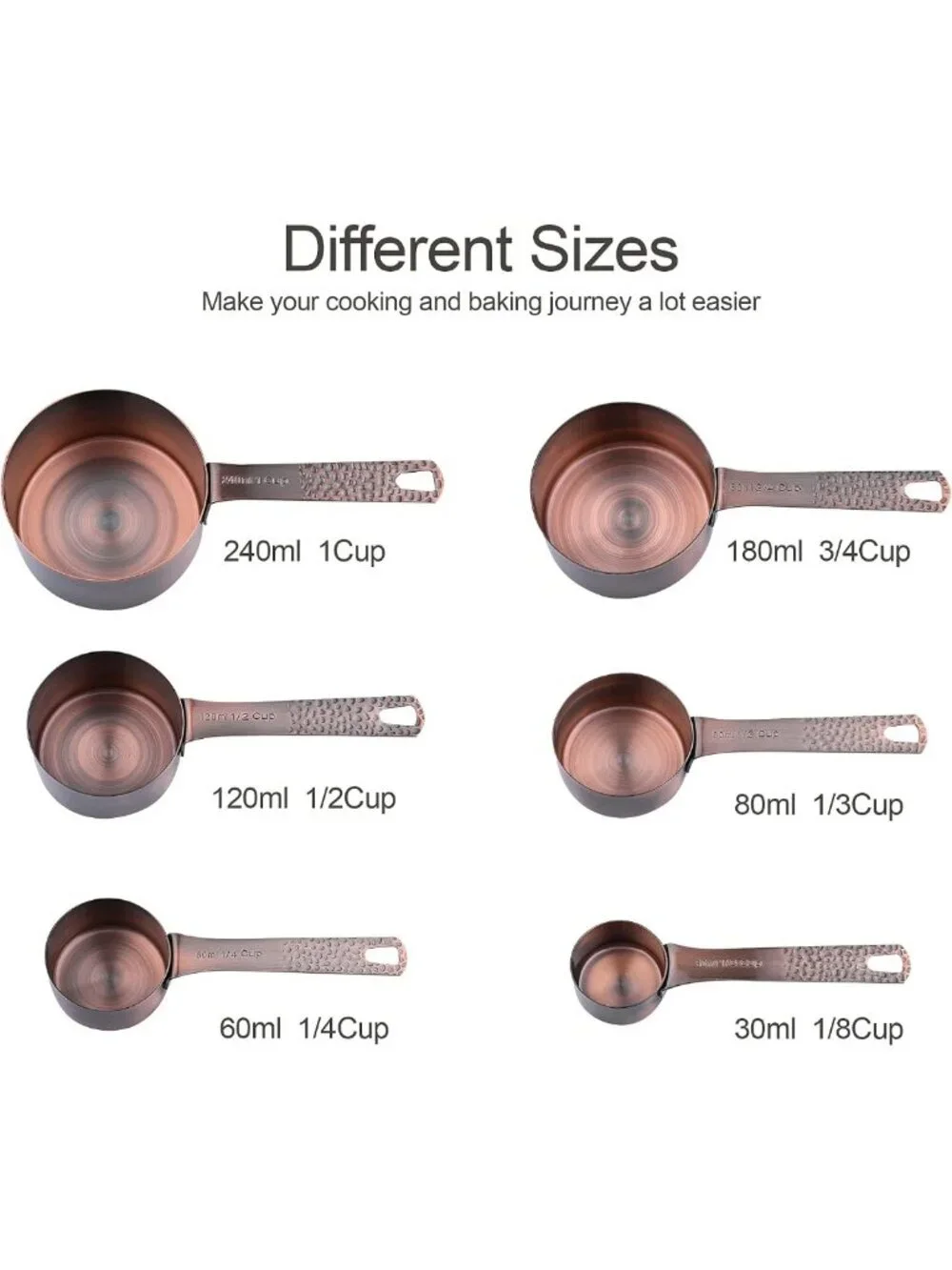 14-Piece Copper Measuring Cups & Spoons Set for Baking, Cooking, Dry & Liquid